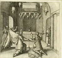 An illustration from Parnassvs cum imaginibus mvsarvm deorumq[ue] praesidum Hippocrenes : omnia depicta sunt, & distichis latinis illustrata (1601)