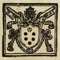 An illustration from Particolar notamento nel qvale s'ha piena e fedele cognitione di tvtti i nomi, cognomi, patrie, titoli, dignita, e promotioni secondo la uera precedenza, de'cardinali, ambasciadori, patriarchi, arcives[c]ovi, vescoui, abbati, generali, e theologi, che sono nel Concilio di Trento : insieme con gli officiali del giorno, che vi givnsero, e del numero de'seruidori e caualcature, che hoggi di vi tengono (1562)
