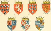 An illustration from The particular description of England. 1588. With views of some of the chief towns and armorial bearings of nobles and bishops (1879)