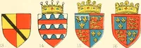 An illustration from The particular description of England. 1588. With views of some of the chief towns and armorial bearings of nobles and bishops (1879)