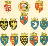 An illustration from The particular description of England. 1588. With views of some of the chief towns and armorial bearings of nobles and bishops (1879)