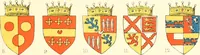 An illustration from The particular description of England. 1588. With views of some of the chief towns and armorial bearings of nobles and bishops (1879)