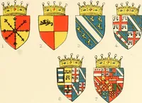 An illustration from The particular description of England. 1588. With views of some of the chief towns and armorial bearings of nobles and bishops (1879)