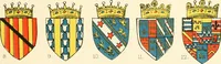 An illustration from The particular description of England. 1588. With views of some of the chief towns and armorial bearings of nobles and bishops (1879)