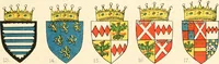 An illustration from The particular description of England. 1588. With views of some of the chief towns and armorial bearings of nobles and bishops (1879)
