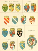An illustration from The particular description of England. 1588. With views of some of the chief towns and armorial bearings of nobles and bishops (1879)