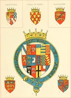 An illustration from The particular description of England. 1588. With views of some of the chief towns and armorial bearings of nobles and bishops (1879)