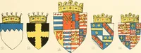 An illustration from The particular description of England. 1588. With views of some of the chief towns and armorial bearings of nobles and bishops (1879)