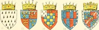An illustration from The particular description of England. 1588. With views of some of the chief towns and armorial bearings of nobles and bishops (1879)