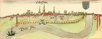 Picture 35 of 43 from The particular description of England. 1588. With views of some of the chief towns and armorial bearings of nobles and bishops (1879), leaf 146