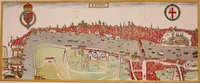 An illustration from The particular description of England. 1588. With views of some of the chief towns and armorial bearings of nobles and bishops (1879)