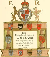 An illustration from The particular description of England. 1588. With views of some of the chief towns and armorial bearings of nobles and bishops (1879)
