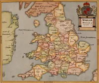 An illustration from The particular description of England. 1588. With views of some of the chief towns and armorial bearings of nobles and bishops (1879)