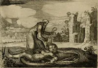An illustration from Emblemata Florentii Schoonhovii I.C. Goudani, partim moralia, partim etiam civilia. Cum latiori eorundem ejusdem auctoris interpretatione. Accedunt et alia quaedam poëmatia in alijs poëmatum suorum libris non contenta (1618)
