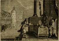 An illustration from Emblemata Florentii Schoonhovii I.C. Goudani, partim moralia, partim etiam civilia. Cum latiori eorundem ejusdem auctoris interpretatione. Accedunt et alia quaedam poëmatia in alijs poëmatum suorum libris non contenta (1618)