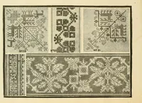 An illustration from Patterns for needle work, including the various kinds of embroidery, lace-work, etc., with diagrams showing the methods of making the various stitches (1882)