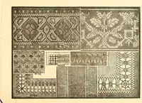 An illustration from Patterns for needle work, including the various kinds of embroidery, lace-work, etc., with diagrams showing the methods of making the various stitches (1882)