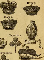 An illustration from The peerage of England : a complete view of the several orders of nobility ... together with an introduction, shewing the high and illustrious extraction of our most gracious sovereign: also an historical account of all the offices of state, usually filled by the nobility, the arms of the all the Lords spiritual and temporal, three useful plates teaching the art of heraldry, &c. &c. &c. (1766)