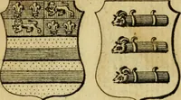 An illustration from The peerage of England : a complete view of the several orders of nobility ... together with an introduction, shewing the high and illustrious extraction of our most gracious sovereign: also an historical account of all the offices of state, usually filled by the nobility, the arms of the all the Lords spiritual and temporal, three useful plates teaching the art of heraldry, &c. &c. &c. (1766)