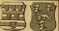 An illustration from The peerage of England : a complete view of the several orders of nobility ... together with an introduction, shewing the high and illustrious extraction of our most gracious sovereign: also an historical account of all the offices of state, usually filled by the nobility, the arms of the all the Lords spiritual and temporal, three useful plates teaching the art of heraldry, &c. &c. &c. (1766)
