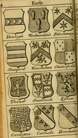 An illustration from The peerage of England : a complete view of the several orders of nobility ... together with an introduction, shewing the high and illustrious extraction of our most gracious sovereign: also an historical account of all the offices of state, usually filled by the nobility, the arms of the all the Lords spiritual and temporal, three useful plates teaching the art of heraldry, &c. &c. &c. (1766)