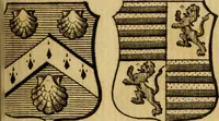 An illustration from The peerage of England : a complete view of the several orders of nobility ... together with an introduction, shewing the high and illustrious extraction of our most gracious sovereign: also an historical account of all the offices of state, usually filled by the nobility, the arms of the all the Lords spiritual and temporal, three useful plates teaching the art of heraldry, &c. &c. &c. (1766)