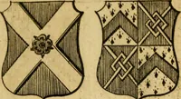 An illustration from The peerage of England : a complete view of the several orders of nobility ... together with an introduction, shewing the high and illustrious extraction of our most gracious sovereign: also an historical account of all the offices of state, usually filled by the nobility, the arms of the all the Lords spiritual and temporal, three useful plates teaching the art of heraldry, &c. &c. &c. (1766)