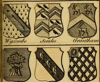An illustration from The peerage of England : a complete view of the several orders of nobility ... together with an introduction, shewing the high and illustrious extraction of our most gracious sovereign: also an historical account of all the offices of state, usually filled by the nobility, the arms of the all the Lords spiritual and temporal, three useful plates teaching the art of heraldry, &c. &c. &c. (1766)