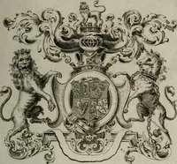 An illustration from The peerage of England : containing a genealogical and historical account of all the peers of England ... : collected from records, old wills, authentick manuscripts, our most approv'd historians, and other authorities (1735)
