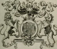 An illustration from The peerage of England : containing a genealogical and historical account of all the peers of England ... : collected from records, old wills, authentick manuscripts, our most approv'd historians, and other authorities (1735)