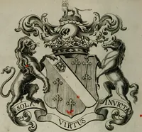 An illustration from The peerage of England : containing a genealogical and historical account of all the peers of England ... : collected from records, old wills, authentick manuscripts, our most approv'd historians, and other authorities (1735)