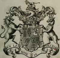An illustration from The peerage of England : containing a genealogical and historical account of all the peers of England ... : collected from records, old wills, authentick manuscripts, our most approv'd historians, and other authorities (1735)