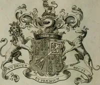 An illustration from The peerage of England : containing a genealogical and historical account of all the peers of England ... : collected from records, old wills, authentick manuscripts, our most approv'd historians, and other authorities (1735)