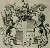 An illustration from The peerage of England : containing a genealogical and historical account of all the peers of England ... : collected from records, old wills, authentick manuscripts, our most approv'd historians, and other authorities (1735)