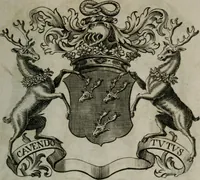 An illustration from The peerage of England : containing a genealogical and historical account of all the peers of England ... : collected from records, old wills, authentick manuscripts, our most approv'd historians, and other authorities (1735)