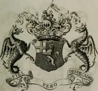 An illustration from The peerage of England : containing a genealogical and historical account of all the peers of England ... : collected from records, old wills, authentick manuscripts, our most approv'd historians, and other authorities (1735)