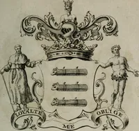 An illustration from The peerage of England : containing a genealogical and historical account of all the peers of England ... : collected from records, old wills, authentick manuscripts, our most approv'd historians, and other authorities (1735)