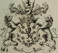 An illustration from The peerage of England : containing a genealogical and historical account of all the peers of England ... : collected from records, old wills, authentick manuscripts, our most approv'd historians, and other authorities (1735)