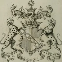 An illustration from The peerage of England : containing a genealogical and historical account of all the peers of England ... : collected from records, old wills, authentick manuscripts, our most approv'd historians, and other authorities (1735)