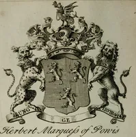 An illustration from The peerage of England : containing a genealogical and historical account of all the peers of England ... : collected from records, old wills, authentick manuscripts, our most approv'd historians, and other authorities (1735)