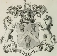 An illustration from The peerage of England : containing a genealogical and historical account of all the peers of England ... : collected from records, old wills, authentick manuscripts, our most approv'd historians, and other authorities (1735)