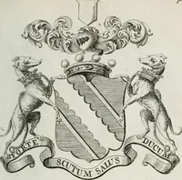 An illustration from The peerage of England : containing a genealogical and historical account of all the peers of England ... : collected from records, old wills, authentick manuscripts, our most approv'd historians, and other authorities (1735)