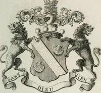 An illustration from The peerage of England : containing a genealogical and historical account of all the peers of England ... : collected from records, old wills, authentick manuscripts, our most approv'd historians, and other authorities (1735)