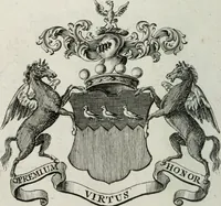 An illustration from The peerage of England : containing a genealogical and historical account of all the peers of England ... : collected from records, old wills, authentick manuscripts, our most approv'd historians, and other authorities (1735)