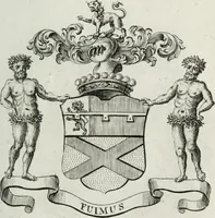 An illustration from The peerage of England : containing a genealogical and historical account of all the peers of England ... : collected from records, old wills, authentick manuscripts, our most approv'd historians, and other authorities (1735)