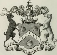 An illustration from The peerage of England : containing a genealogical and historical account of all the peers of England ... : collected from records, old wills, authentick manuscripts, our most approv'd historians, and other authorities (1735)