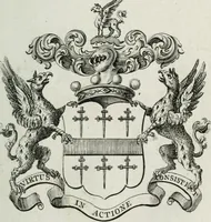 An illustration from The peerage of England : containing a genealogical and historical account of all the peers of England ... : collected from records, old wills, authentick manuscripts, our most approv'd historians, and other authorities (1735)