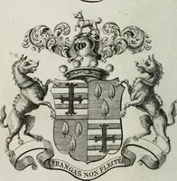An illustration from The peerage of England : containing a genealogical and historical account of all the peers of England ... : collected from records, old wills, authentick manuscripts, our most approv'd historians, and other authorities (1735)