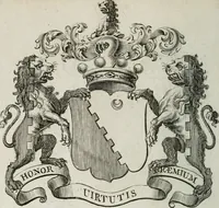 An illustration from The peerage of England : containing a genealogical and historical account of all the peers of England ... : collected from records, old wills, authentick manuscripts, our most approv'd historians, and other authorities (1735)