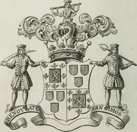 An illustration from The peerage of England : containing a genealogical and historical account of all the peers of England ... : collected from records, old wills, authentick manuscripts, our most approv'd historians, and other authorities (1735)